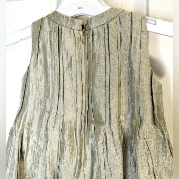 Baby Gap Winter Wonderland Gold Metallic Holiday Pleated Dress. Size 3T. - Picture 3 of 5